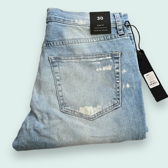 NWT Nova Man Owen Slim Taper Jeans SZ 30x32 Light Wash Destruction - Picture 7 of 16